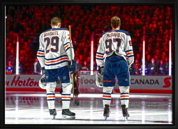 Edmonton Oilers McDavid & Draisaitl 20x29 Framed Canvas