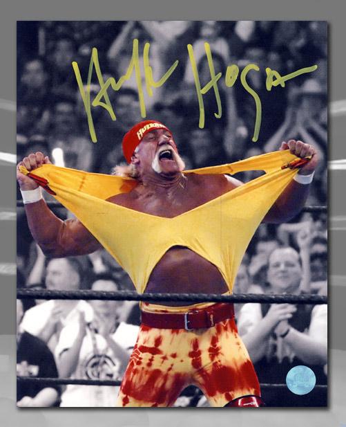 Hulk Hogan WWE Autographed Hulkamania Spotlight Wrestling 8 x 10 Photo Framed